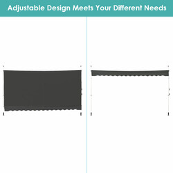 Grå teleskopmarkis med UV-skydd och justerbar höjd