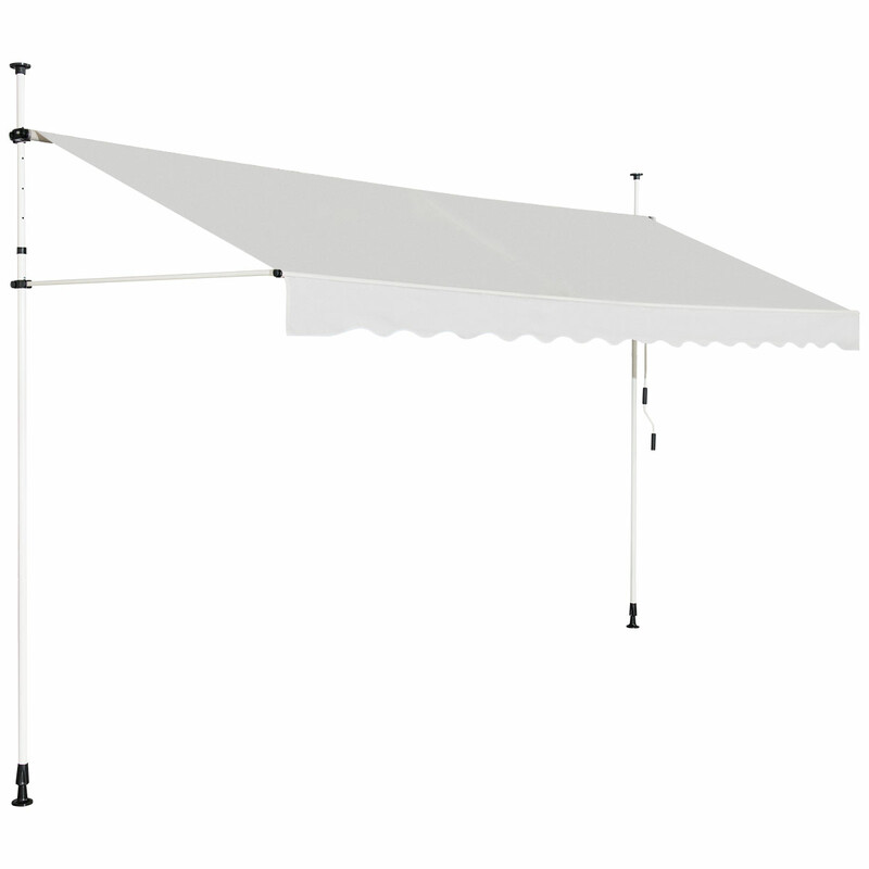 Balkongmarkis utan borrning UV-beständig justerbar beige 395 cm