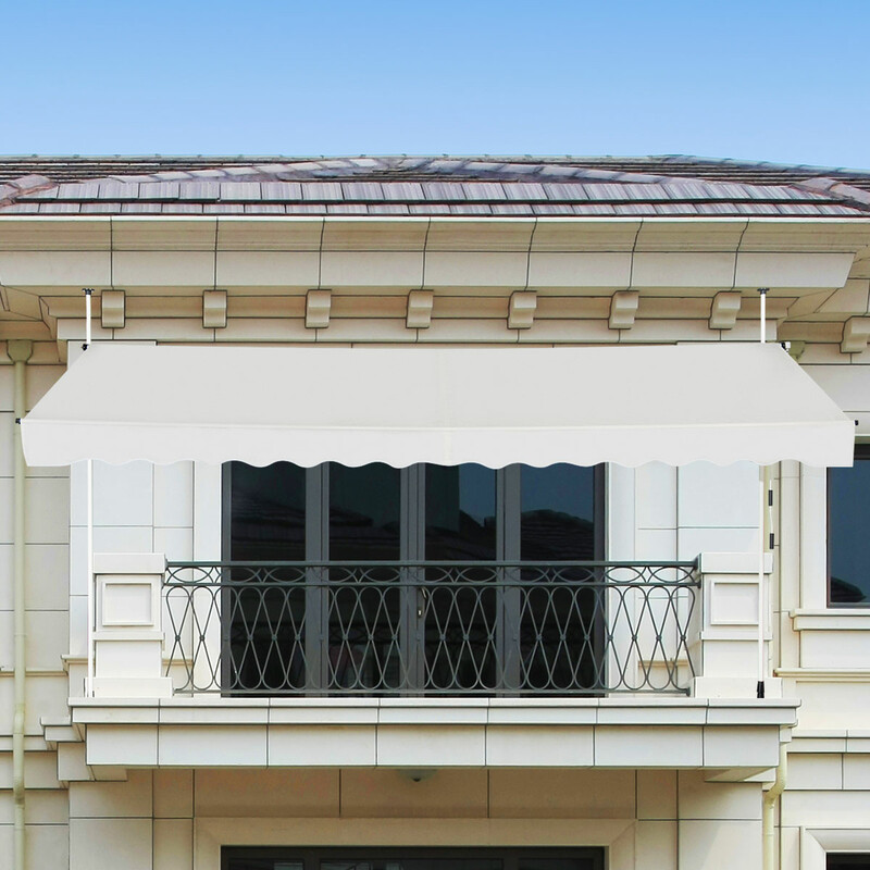 Balkongmarkis utan borrning UV-beständig justerbar beige 395 cm