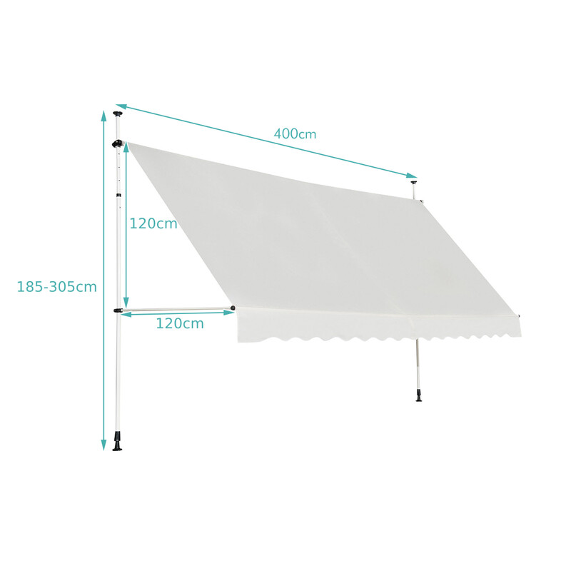 Balkongmarkis utan borrning UV-beständig justerbar beige 395 cm
