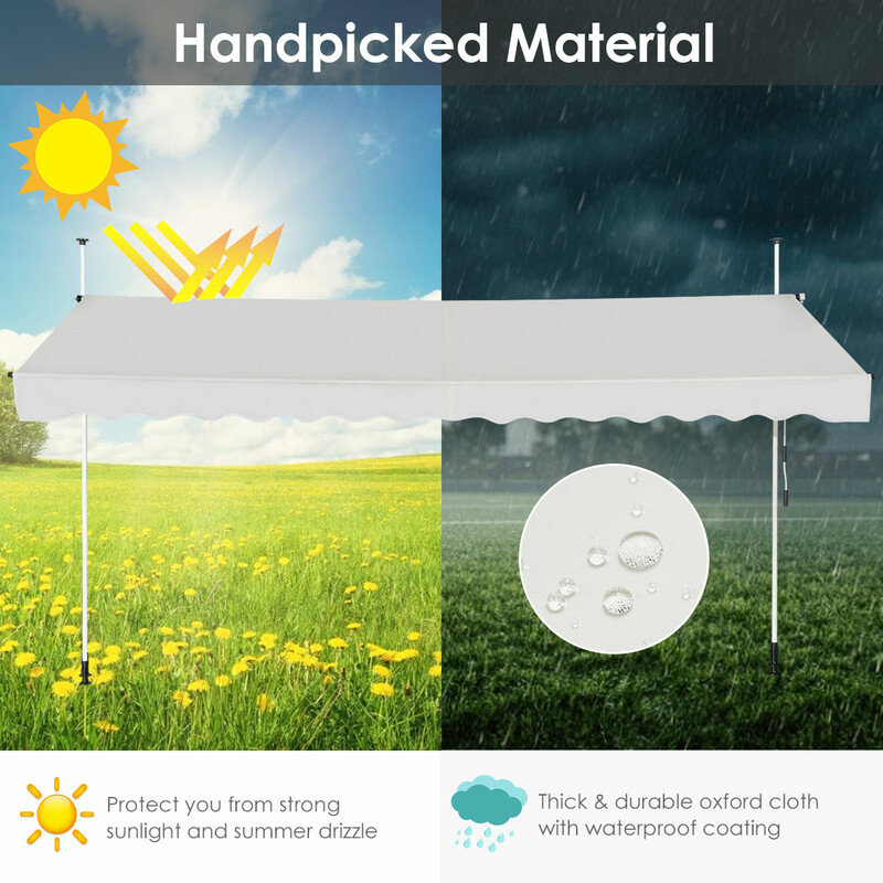 Balkongmarkis utan borrning UV-beständig justerbar beige 395 cm