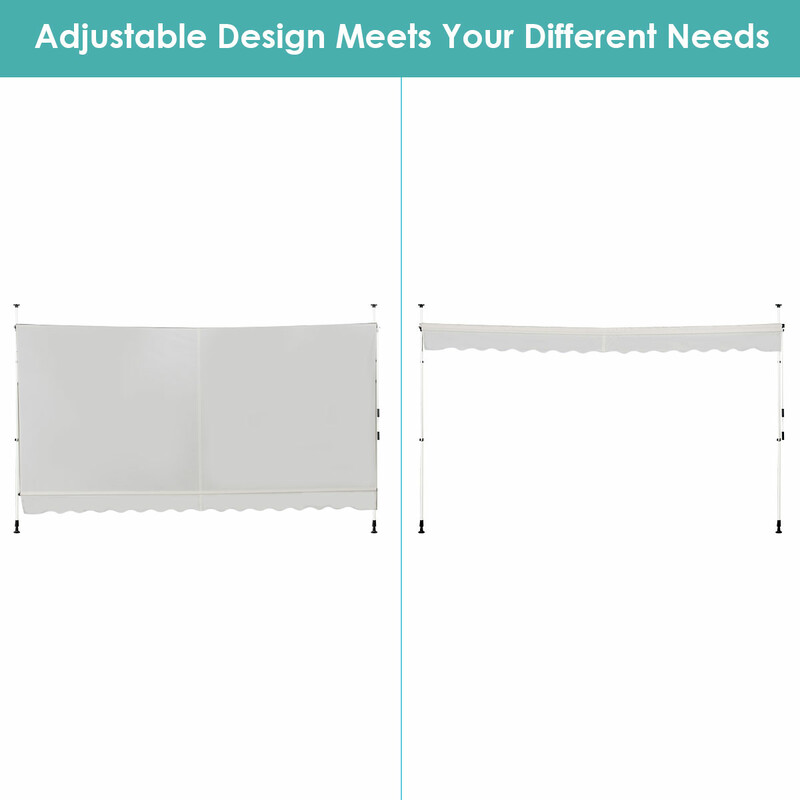 Balkongmarkis utan borrning UV-beständig justerbar beige 395 cm