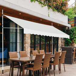 Balkongmarkis utan borrning UV-beständig justerbar beige 395 cm