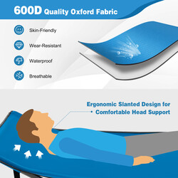 Strapazierfähig blå campingsäng med huvudstöd 190x70x54 cm