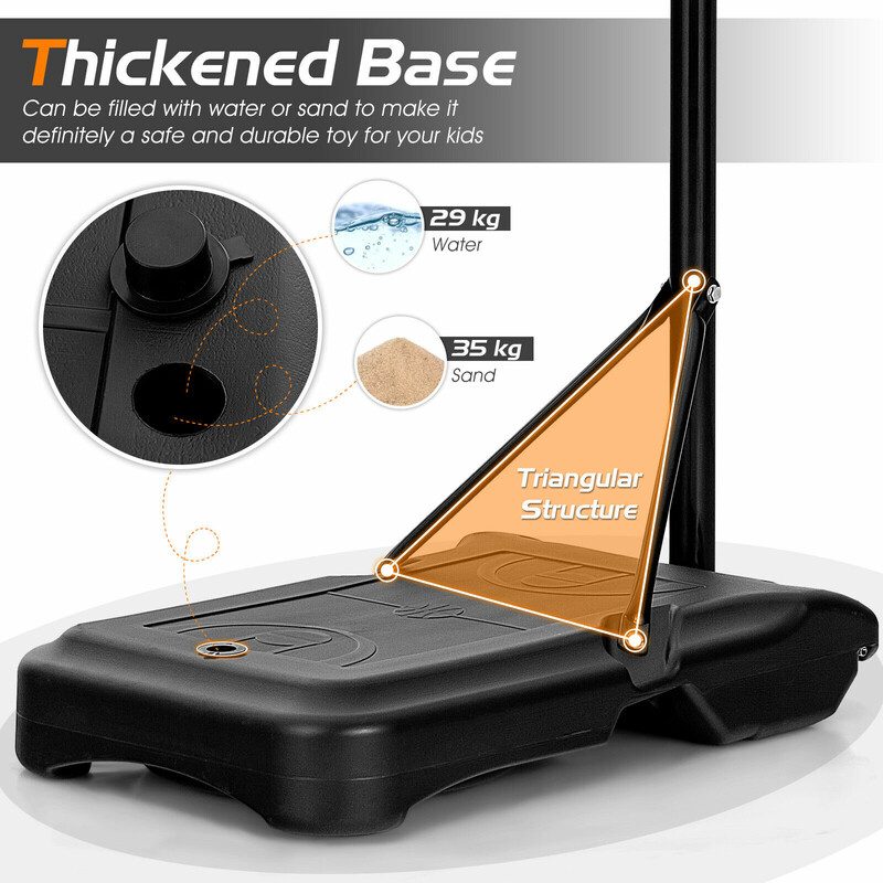 Justerbar basketkorg för barn inomhus och utomhus röd/svart