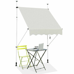 Justerbar teleskopmarkis i beige med UV-skydd och vattentäthet