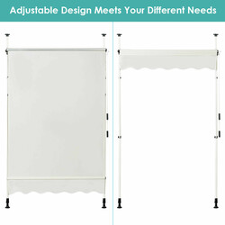 Justerbar teleskopmarkis i beige med UV-skydd och vattentäthet