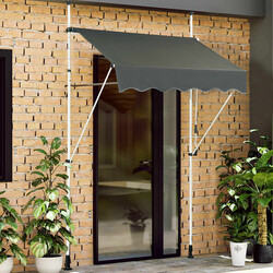 Höj- och sänkbar grå markis med vev 150x120 cm