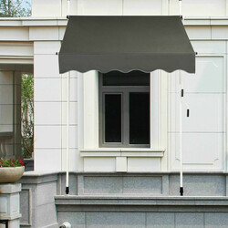 Höj- och sänkbar grå markis med vev 150x120 cm