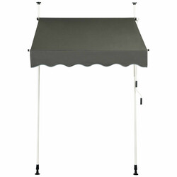 Höj- och sänkbar grå markis med vev 150x120 cm