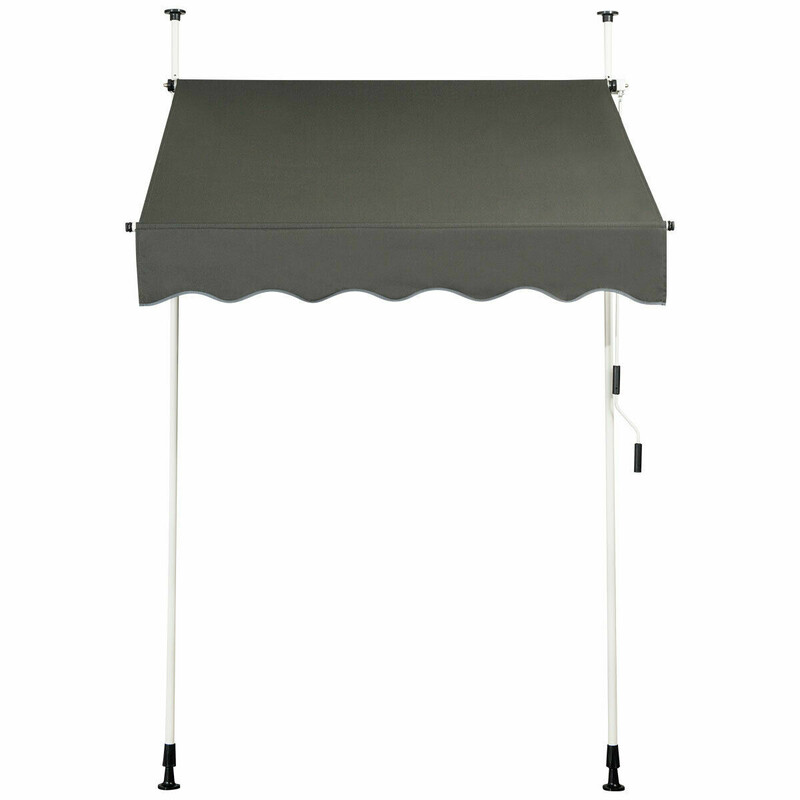 Höj- och sänkbar grå markis med vev 150x120 cm
