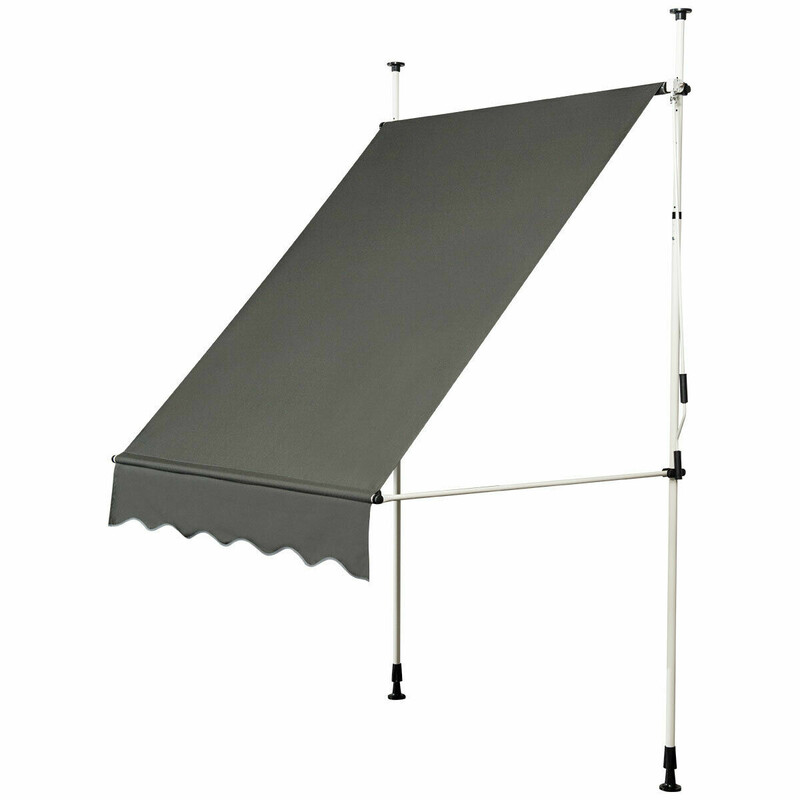 Höj- och sänkbar grå markis med vev 150x120 cm