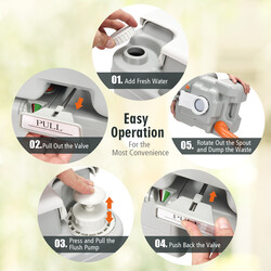 Portabel campingtoalett grå 34x41x42 cm med hög kapacitet