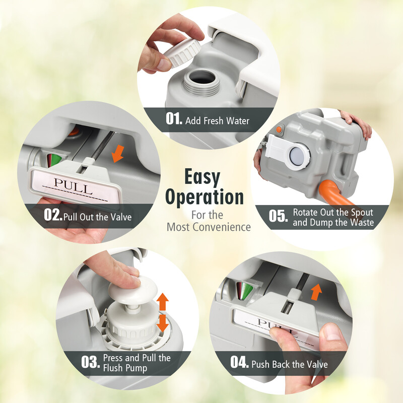Portabel campingtoalett grå 34x41x42 cm med hög kapacitet