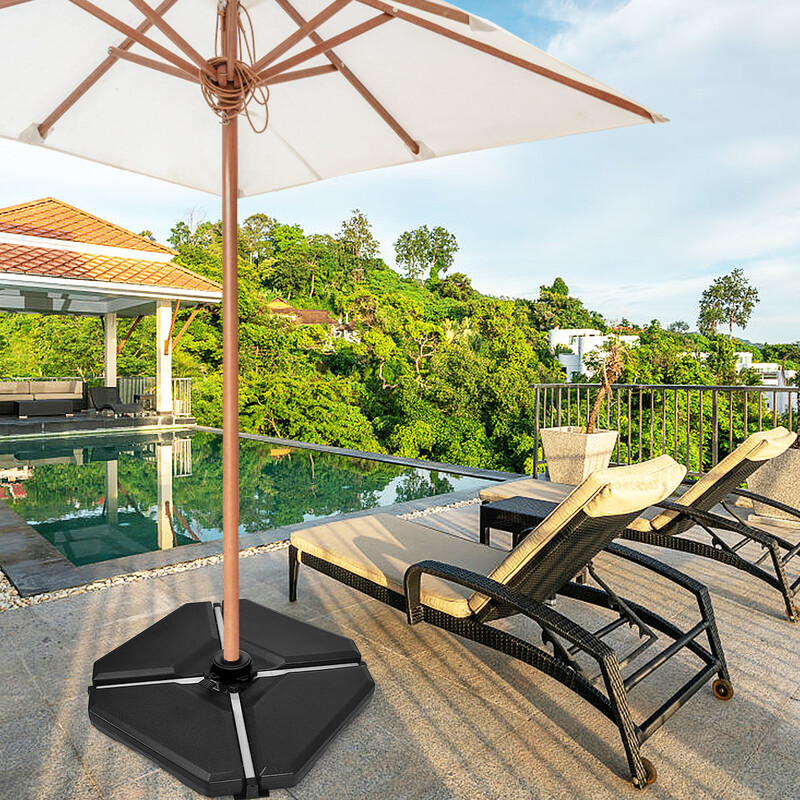 Svart parasollstativ för balkong och utomhusbruk 90x90x10cm