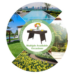 Hopfällbart soffbord för utomhusbruk med PVC-skiva brun