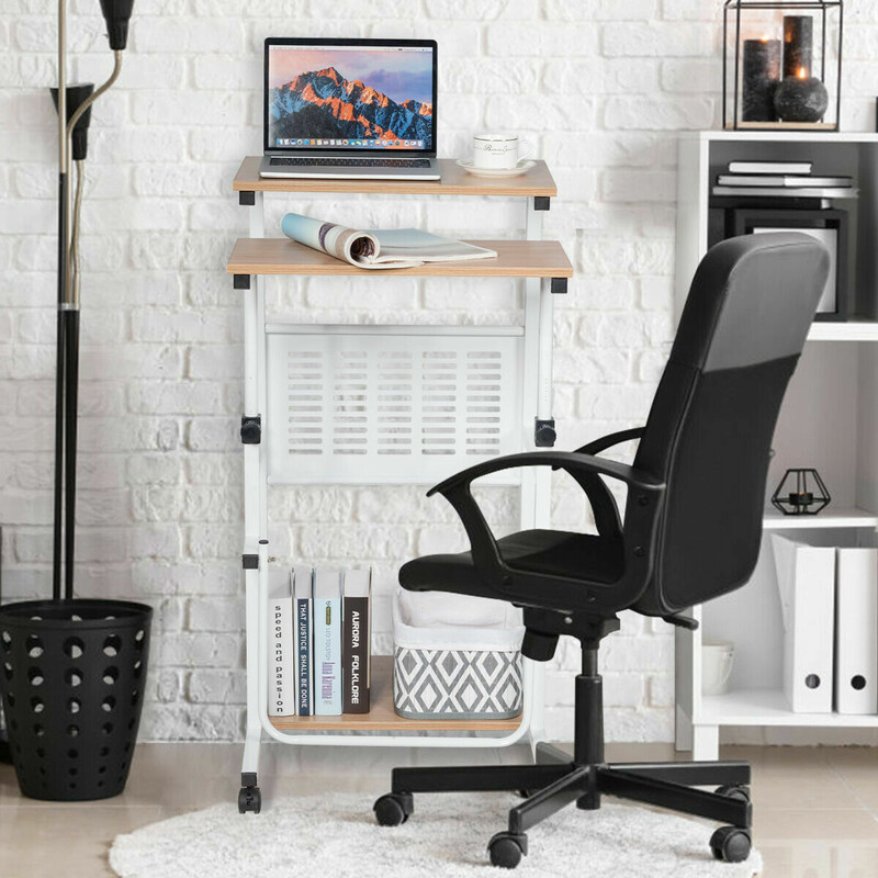 Höj- och sänkbart datorbord med justerbar bordsskiva 55x53x98 cm