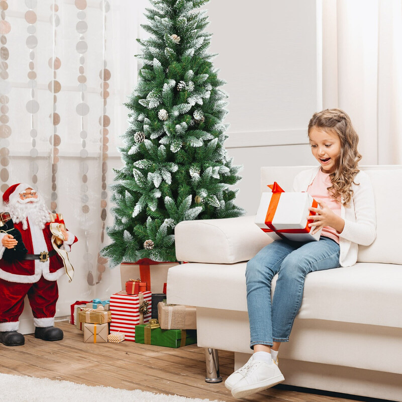 Frostad julgran med metallstativ och 630 grenar 180 cm