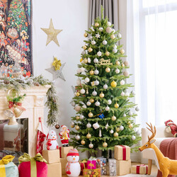 Naturtrogen konstgran 180 cm med 1462 grenar och metallfot