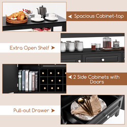 Modernt svart buffetskåp med vinställ och förvaring