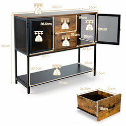 Industriellt multifunktionellt sidoskåp med lådor och gallerdörrar