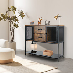 Industriellt multifunktionellt sidoskåp med lådor och gallerdörrar