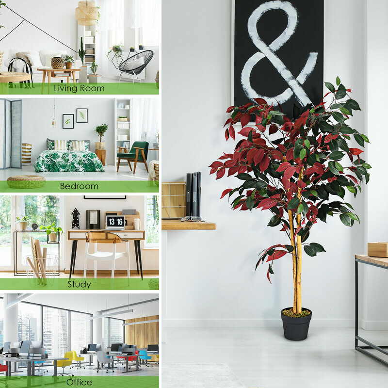 Stor konstgjord ficusväxt i kruka 120 cm grön