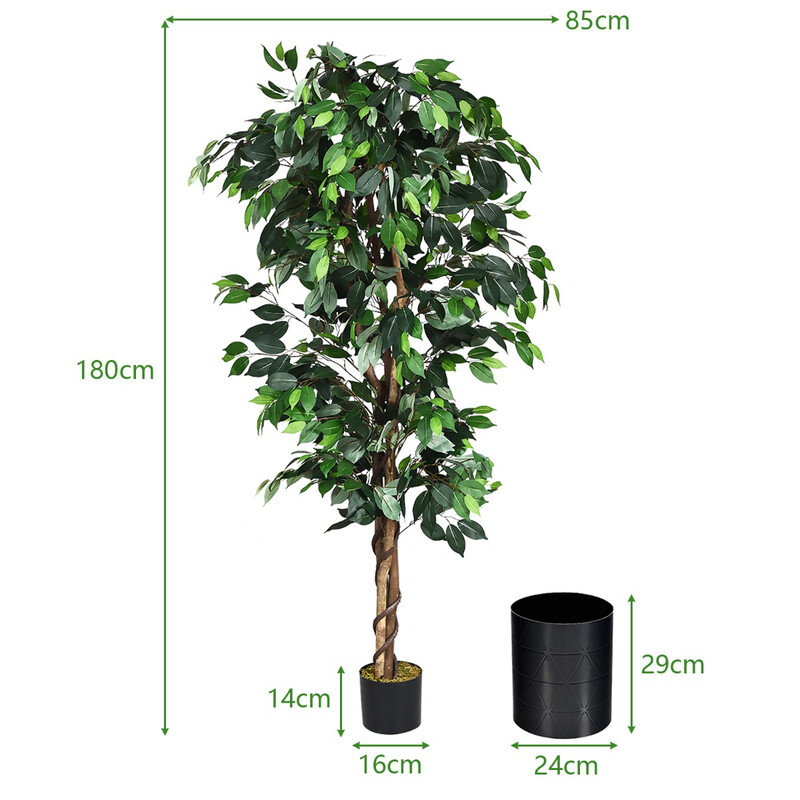 Konstgjord ficusväxt 180 cm med naturlig stam och 1008 blad