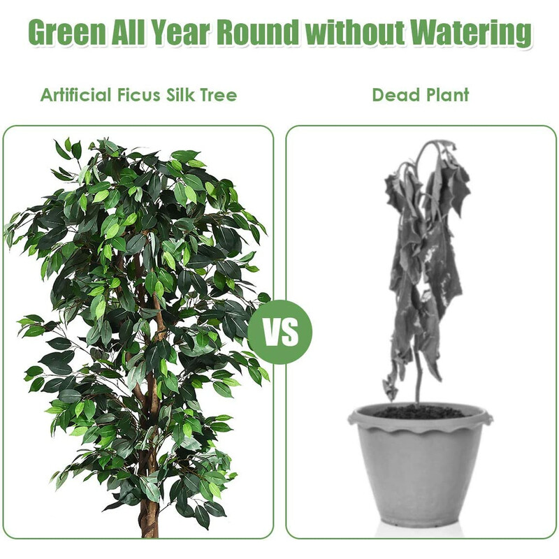 Konstgjord ficusväxt 180 cm med naturlig stam och 1008 blad