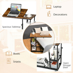 Justerbart laptobord med vintage design och förvaringshyllor