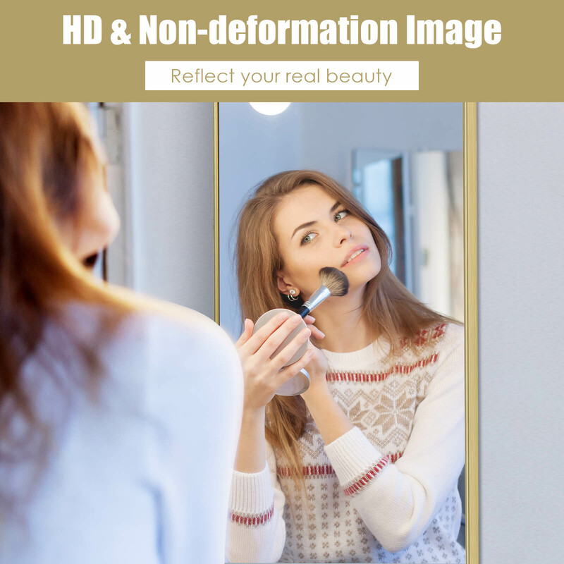 Höj- och sänkbar helkroppsspegel med guldram 37x120 cm