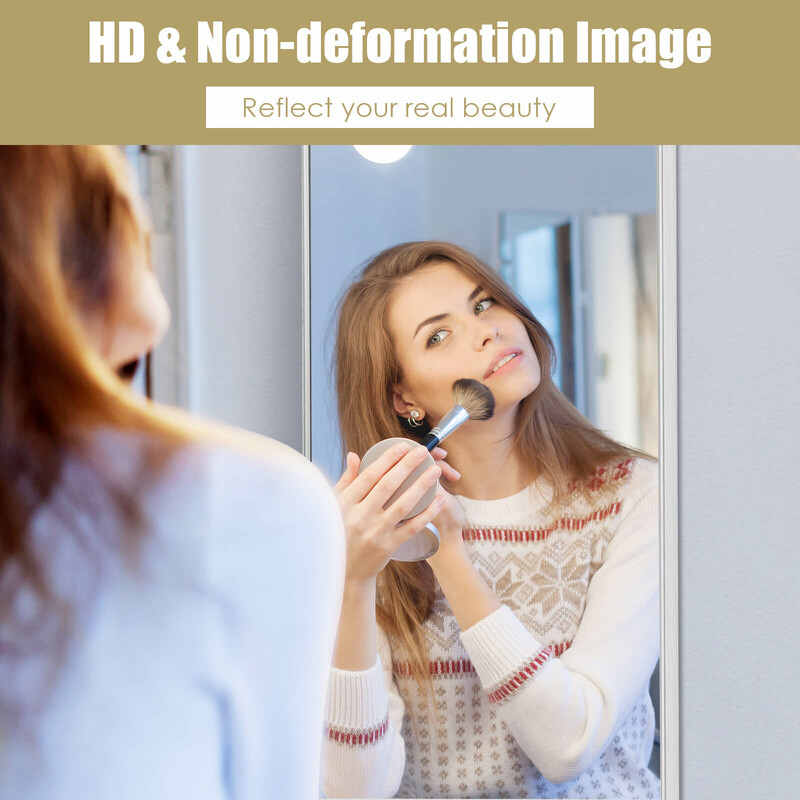 Helskroppsspegel med justerbara krokar och silverram 37x120 cm