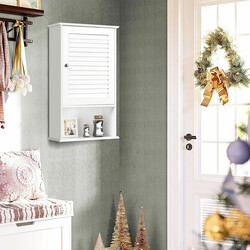 Väggskåp badrumsskåp med justerbara hyllor vit MDF