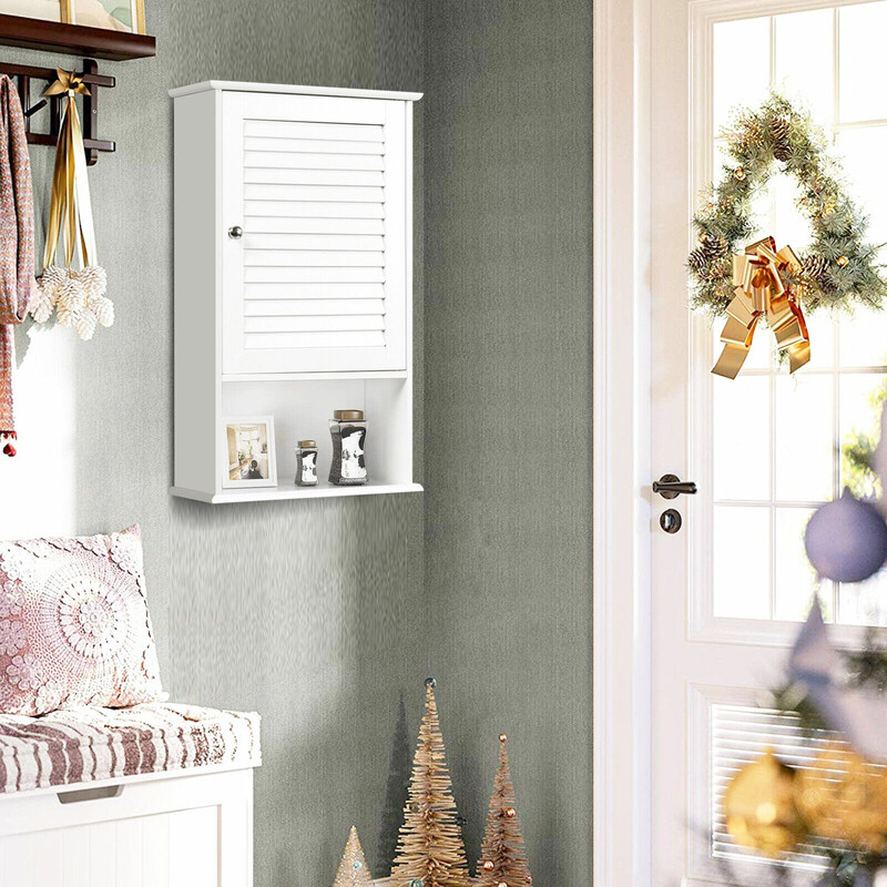 Väggskåp badrumsskåp med justerbara hyllor vit MDF