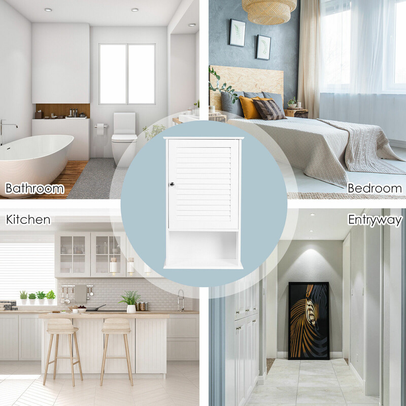 Väggskåp badrumsskåp med justerbara hyllor vit MDF