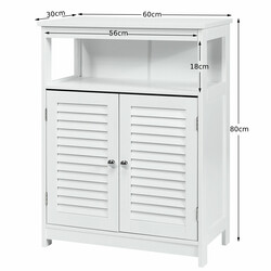Badrumsskåp i trä med justerbar hylla vit 60x30,5x80 cm