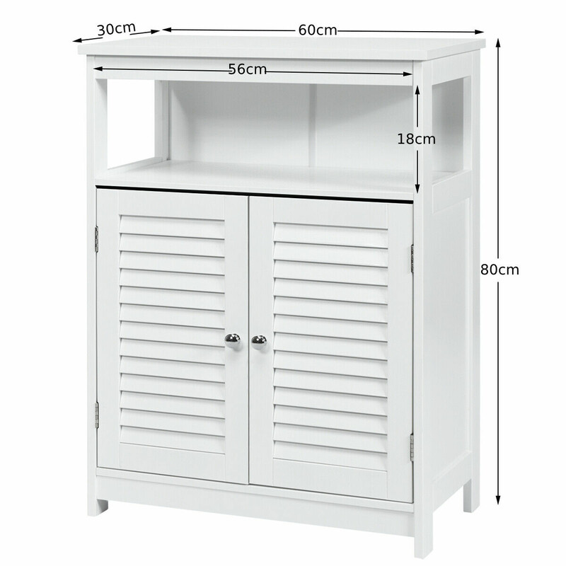 Badrumsskåp i trä med justerbar hylla vit 60x30,5x80 cm