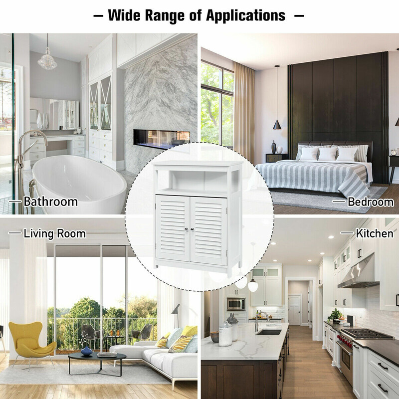 Badrumsskåp i trä med justerbar hylla vit 60x30,5x80 cm