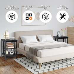 Sängbord med tre hyllor i svart MDF 40x40x61 cm