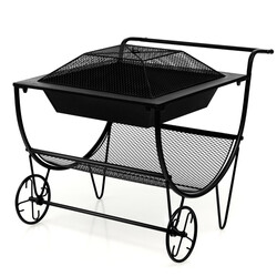 U-format vedställ i metall med hjul och gnistskydd