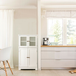 Fristående badrumsskåp med glasdörrar och justerbar hylla