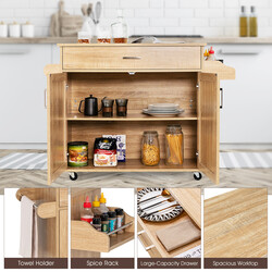 Rullande köksvagn med låsbara hjul och justerbar förvaring