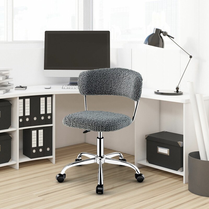 Grå kontorsstol i konstpäls med justerbar höjd