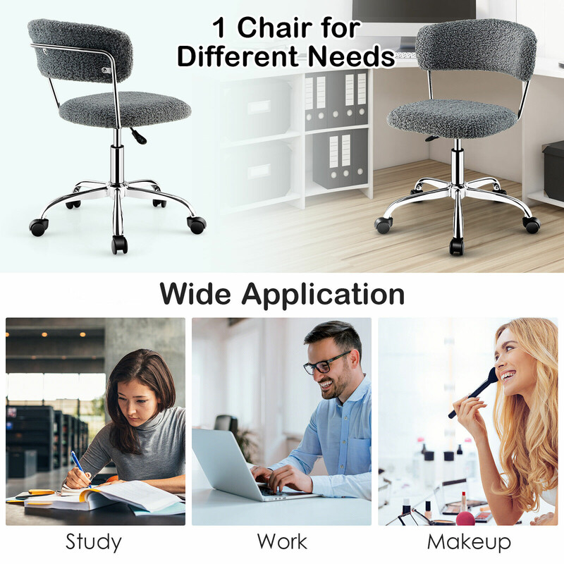 Grå kontorsstol i konstpäls med justerbar höjd