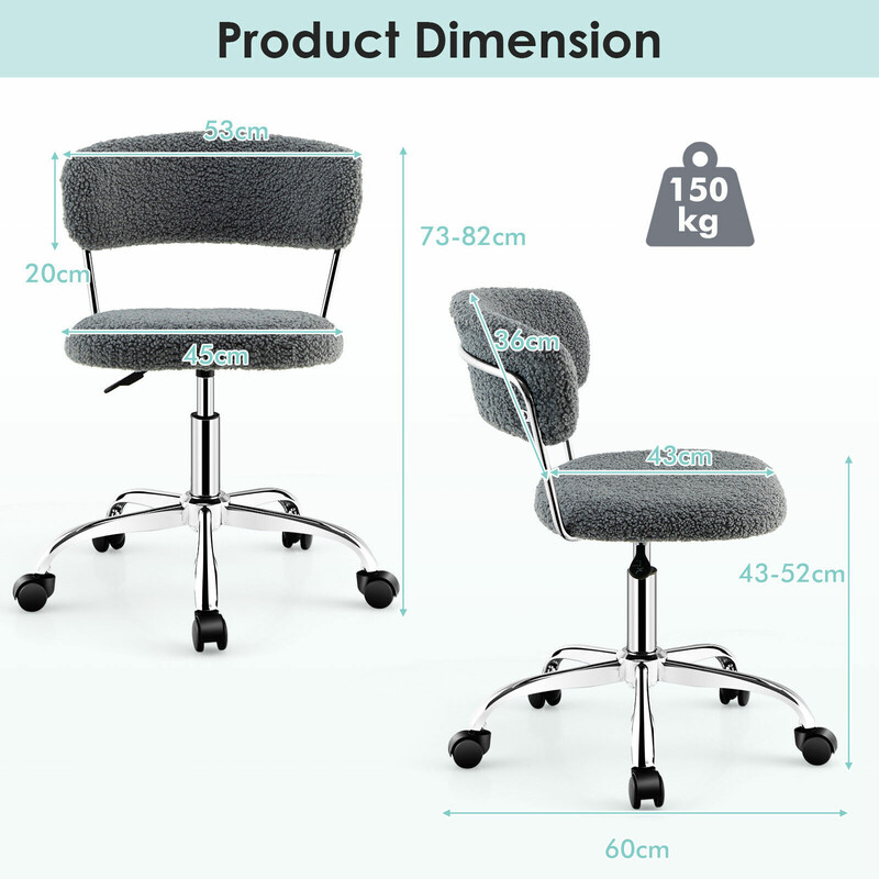 Grå kontorsstol i konstpäls med justerbar höjd