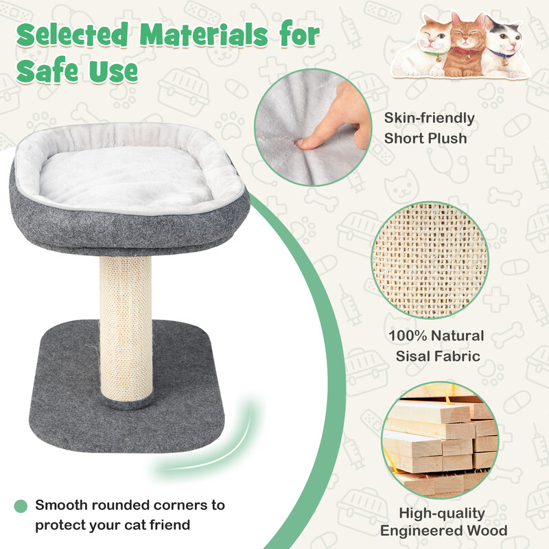 Modernt grått klösträd med stor plattform och sisalyta