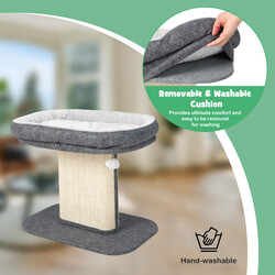 Modernt grått klösträd med stor plattform och sisalyta