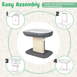 Modernt grått klösträd med stor plattform och sisalyta