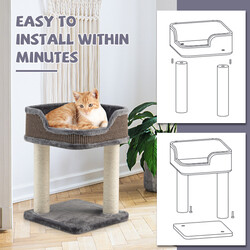 Grå klösträd för katter med sisal och plysch