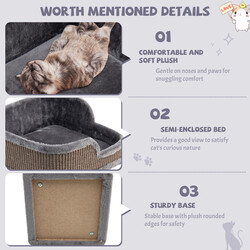 Grå klösträd för katter med sisal och plysch